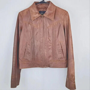 Moda International Vintage Brown Leather Jacket, Women's sz M